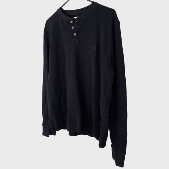 Phat Farm Long-Sleeve Henley Shirt Men's Size XL Black Waffle Knit Thermal - Picture 2 of 10